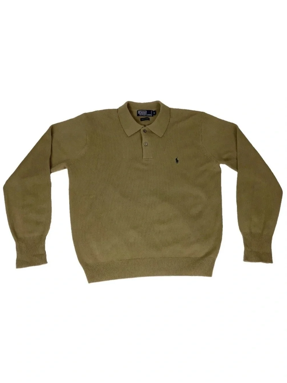 Polo Ralph Lauren Men's Sz M 100% Lambswool Polo Henley Preppy Sweater Brown